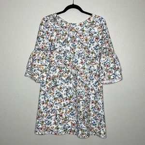 Zara floral 3/4 ruffle bell sleeves mini dress